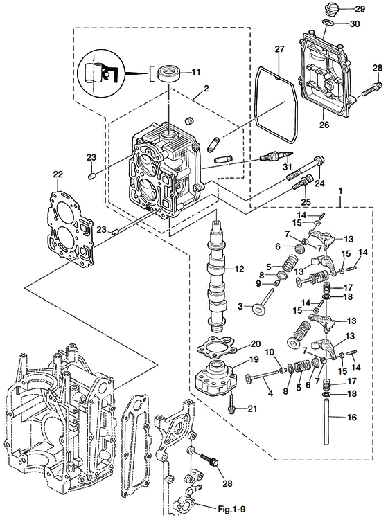 Cylinder head & oil pump